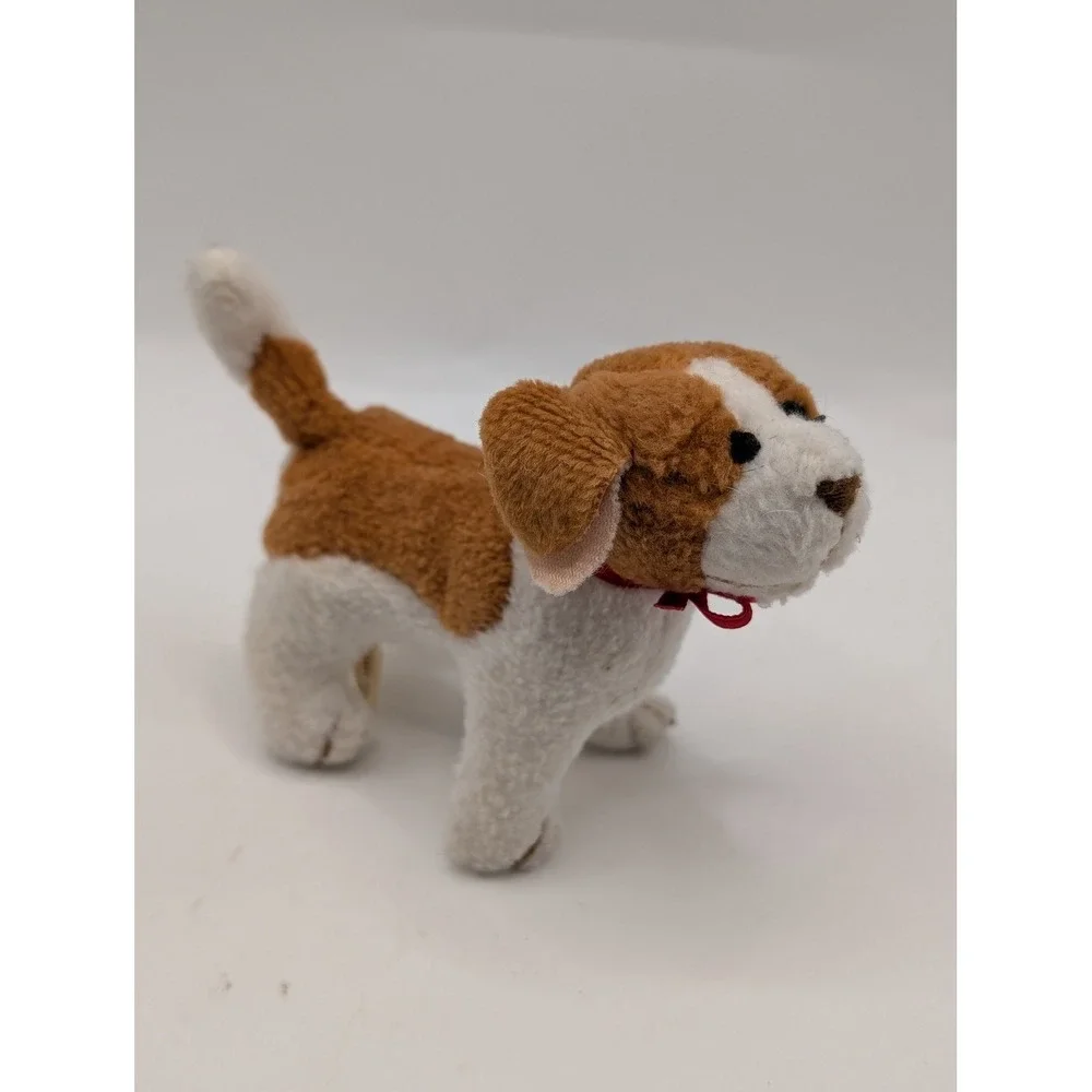 Vintage Applause Little Loves Beagle Puppy Plush Dog Brown White Red Bow 52548